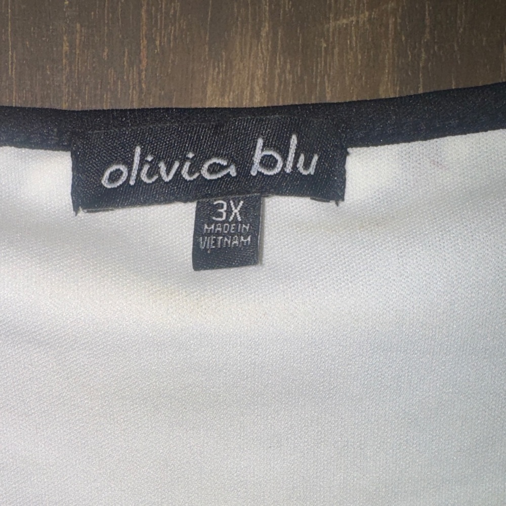 Olivia Blu Chic Cream Blouse with Black Accents NWOT - Picture 3 of 8